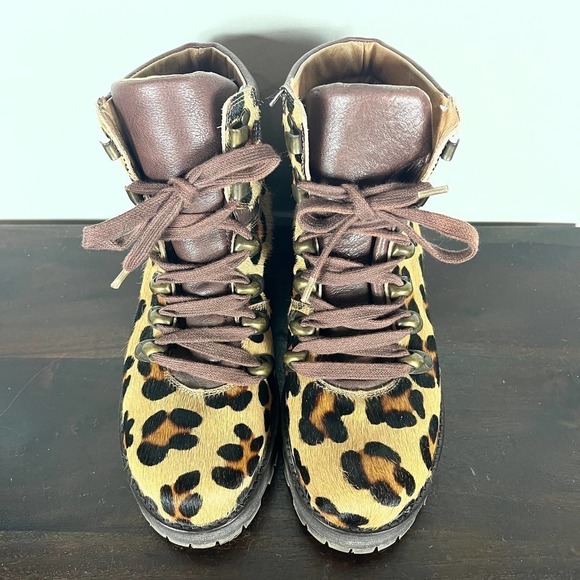 FREE PEOPLE LEOPARD‎ CALF HAIR COMBAT BOOTS WOMEN'S SIZE 37 - Picture 5 of 13